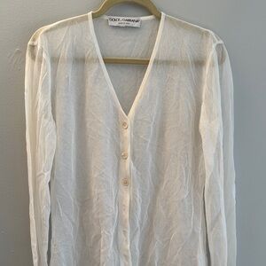 SALE‼️Dolce & Gabbana Cream Sheer Long Sleeve Blouse